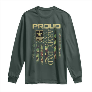 Proud Army Dad Long Sleeve Shirt Military Father US Army Camo Flag TS10 Dark Forest Green Print Your Wear