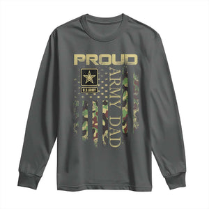Proud Army Dad Long Sleeve Shirt Military Father US Army Camo Flag TS10 Dark Heather Print Your Wear
