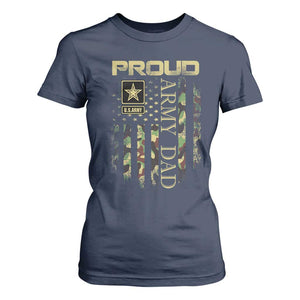 Proud Army Dad T Shirt For Women Military Father US Army Camo Flag TS10 Navy Print Your Wear