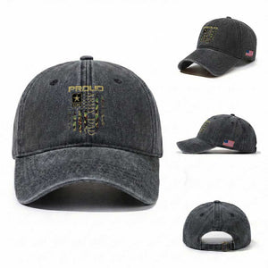 Proud Army Dad Washed Cotton Baseball Cap Military Father US Army Camo Flag TS10 Washed Cap Universal Fit Dark Gray Print Your Wear