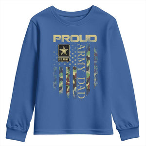 Proud Army Dad Youth Sweatshirt Military Father US Army Camo Flag TS10 Royal Blue Print Your Wear