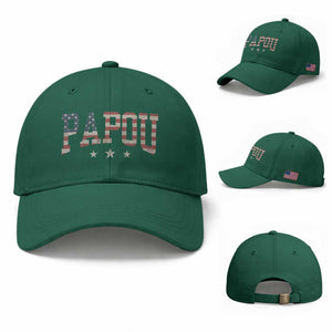 Papou Baseball Cap New Grandpa Father’s Day USA Flag Patriotic TS10 Baseball Cap Universal Fit Irish Green Print Your Wear