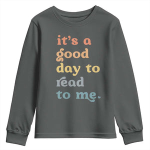 Read To Me Youth Sweatshirt Sassy Baby Shower Bookish Little Reader TS10 Dark Heather Print Your Wear