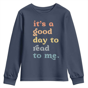 Read To Me Youth Sweatshirt Sassy Baby Shower Bookish Little Reader TS10 Navy Print Your Wear