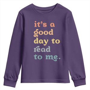 Read To Me Youth Sweatshirt Sassy Baby Shower Bookish Little Reader TS10 Purple Print Your Wear