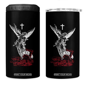 Saint Michael The Archangel Defeating Satan 4 in 1 Can Cooler Tumbler TS10 One Size: 16 oz Black Print Your Wear