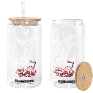 Saint Michael The Archangel Defeating Satan Glass Can TS10 Print Your Wear