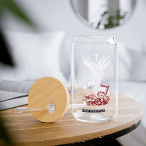 Saint Michael The Archangel Defeating Satan Glass Can TS10 Print Your Wear
