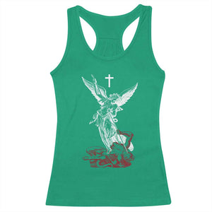 Saint Michael The Archangel Defeating Satan Racerback Tank Top TS10 Irish Green Print Your Wear