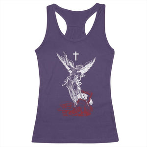 Saint Michael The Archangel Defeating Satan Racerback Tank Top TS10 Purple Print Your Wear