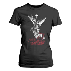 Saint Michael The Archangel Defeating Satan T Shirt For Women TS10 Black Print Your Wear
