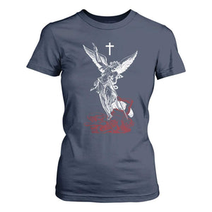 Saint Michael The Archangel Defeating Satan T Shirt For Women TS10 Navy Print Your Wear
