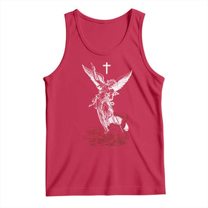 Saint Michael The Archangel Defeating Satan Tank Top TS10 Red Print Your Wear
