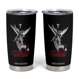Saint Michael The Archangel Defeating Satan Tumbler Cup TS10 Black Print Your Wear