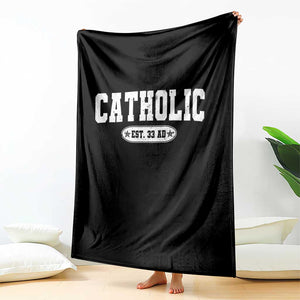 Catholic Since 33 AD Throw Blanket Vintage Varsity Crucifix Jesus Eucharist Christianity TS10 Print Your Wear