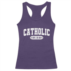 Catholic Since 33 AD Racerback Tank Top Vintage Varsity Crucifix Jesus Eucharist Christianity TS10 Purple Print Your Wear