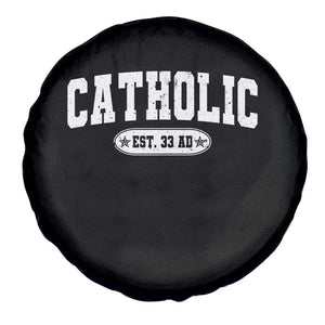 Catholic Since 33 AD Spare Tire Cover Vintage Varsity Crucifix Jesus Eucharist Christianity TS10 Print Your Wear