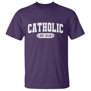Catholic Since 33 AD T Shirt Vintage Varsity Crucifix Jesus Eucharist Christianity TS10 Purple Print Your Wear