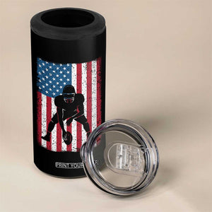 American Flag Football 4 in 1 Can Cooler Tumbler Cool Distressed Vintage Patriotic Football Player TS10 Print Your Wear