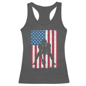 American Flag Football Racerback Tank Top Cool Distressed Vintage Patriotic Football Player TS10 Dark Heather Print Your Wear