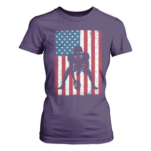 American Flag Football T Shirt For Women Cool Distressed Vintage Patriotic Football Player TS10 Purple Print Your Wear