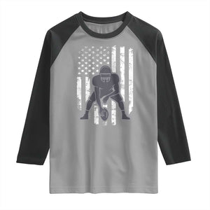 Football Player American Flag Raglan Shirt Cool Distressed Vintage Patriotic TS10 Sport Gray Black Print Your Wear