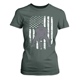 Football Player American Flag T Shirt For Women Cool Distressed Vintage Patriotic TS10 Dark Forest Green Print Your Wear