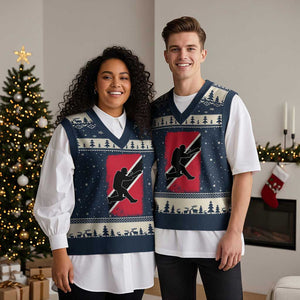 Trinidad and Tobago Cricket V-Neck Knit Sweater Vest Retro Vintage Sport Trini Trinidadian Flag Cricket Fan TS10 Navy Beige Print Your Wear