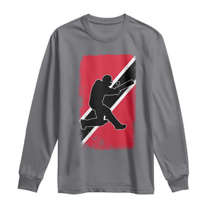 Trinidad and Tobago Cricket Long Sleeve Shirt Retro Vintage Sport Trini Trinidadian Flag Cricket Fan TS10 Charcoal Print Your Wear