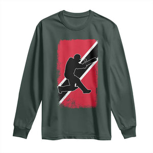 Trinidad and Tobago Cricket Long Sleeve Shirt Retro Vintage Sport Trini Trinidadian Flag Cricket Fan TS10 Dark Forest Green Print Your Wear
