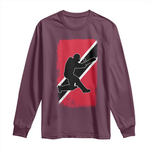 Trinidad and Tobago Cricket Long Sleeve Shirt Retro Vintage Sport Trini Trinidadian Flag Cricket Fan TS10 Maroon Print Your Wear