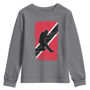 Trinidad and Tobago Cricket Youth Sweatshirt Retro Vintage Sport Trini Trinidadian Flag Cricket Fan TS10 Charcoal Print Your Wear