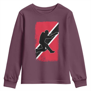 Trinidad and Tobago Cricket Youth Sweatshirt Retro Vintage Sport Trini Trinidadian Flag Cricket Fan TS10 Maroon Print Your Wear