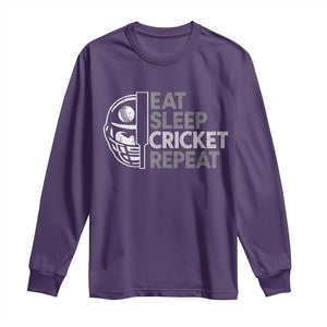 Eat Sleep Cricket Repeat Long Sleeve Shirt Retro Vintage Cricket Gifts TS10 Purple Print Your Wear