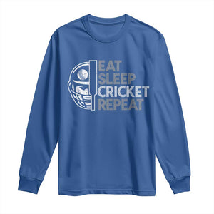 Eat Sleep Cricket Repeat Long Sleeve Shirt Retro Vintage Cricket Gifts TS10 Royal Blue Print Your Wear
