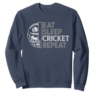 Eat Sleep Cricket Repeat Sweatshirt Retro Vintage Cricket Gifts TS10 Navy Print Your Wear