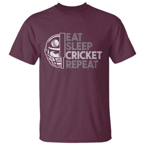 Eat Sleep Cricket Repeat T Shirt Retro Vintage Cricket Gifts TS10 Maroon Print Your Wear