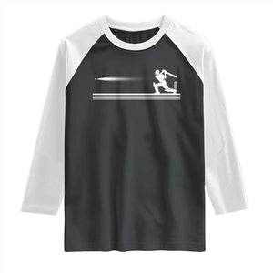 Cricket Player Raglan Shirt Powerful Batsman Shot Cricket Gifts TS10 Black White Print Your Wear
