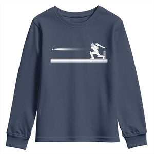 Cricket Player Youth Sweatshirt Powerful Batsman Shot Cricket Gifts TS10 Navy Print Your Wear