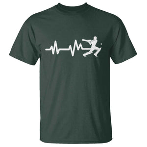 Cricket Player T Shirt Cricket Heartbeat Batsman TS10 Dark Forest Green Print Your Wear