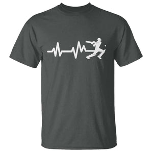 Cricket Player T Shirt Cricket Heartbeat Batsman TS10 Dark Heather Print Your Wear