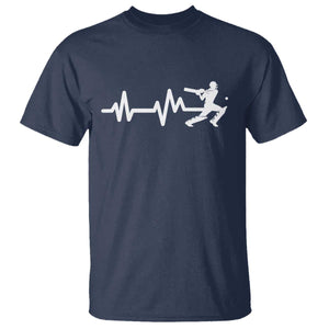 Cricket Player T Shirt Cricket Heartbeat Batsman TS10 Navy Print Your Wear