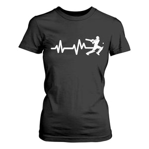 Cricket Player T Shirt For Women Cricket Heartbeat Batsman TS10 Black Print Your Wear