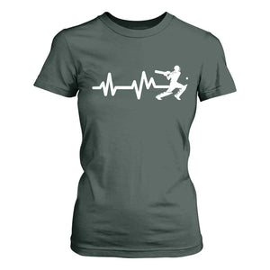 Cricket Player T Shirt For Women Cricket Heartbeat Batsman TS10 Dark Forest Green Print Your Wear