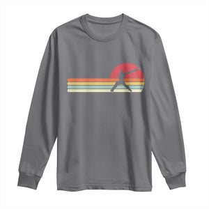 Retro Cricket Player Long Sleeve Shirt Retro Vintage Sport Batsman Cricket Gifts TS10 Charcoal Print Your Wear