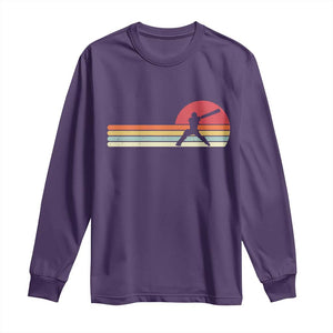 Retro Cricket Player Long Sleeve Shirt Retro Vintage Sport Batsman Cricket Gifts TS10 Purple Print Your Wear
