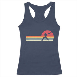 Retro Cricket Player Racerback Tank Top Retro Vintage Sport Batsman Cricket Gifts TS10 Navy Print Your Wear