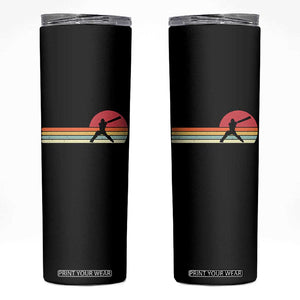 Retro Cricket Player Skinny Tumbler Retro Vintage Sport Batsman Cricket Gifts TS10 Black Print Your Wear