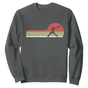 Retro Cricket Player Sweatshirt Retro Vintage Sport Batsman Cricket Gifts TS10 Dark Heather Print Your Wear