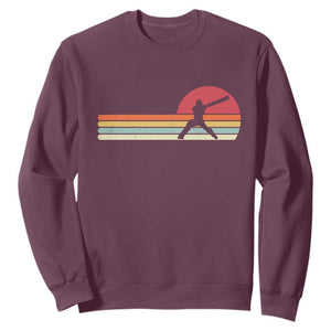 Retro Cricket Player Sweatshirt Retro Vintage Sport Batsman Cricket Gifts TS10 Maroon Print Your Wear
